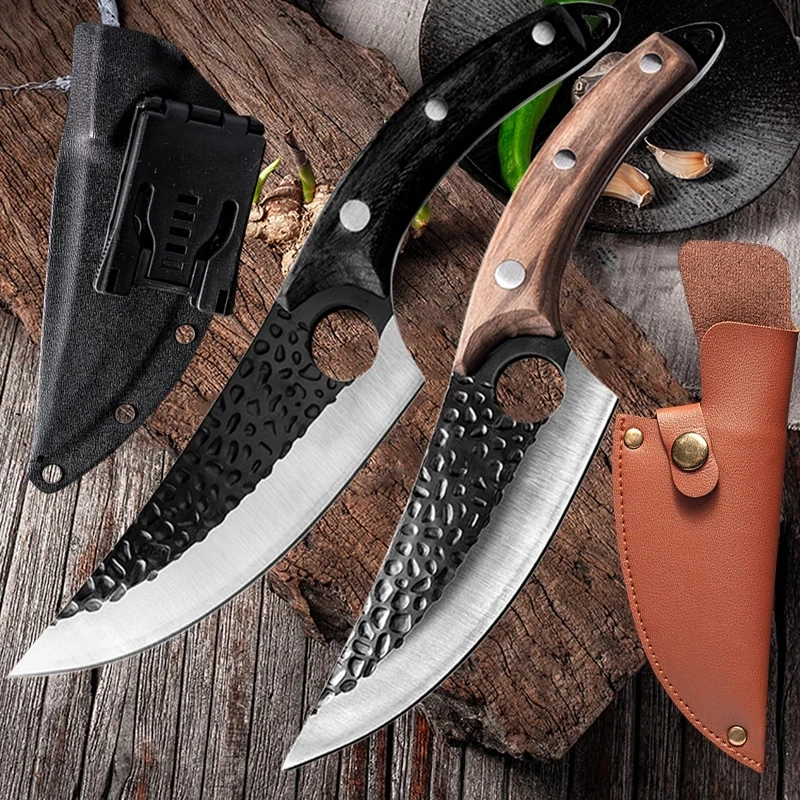 Stainless Steel Kitchen Boning Knife Fishing Knife Meat Cleaver Handmade Forged Chef Outdoor Cooking Cutter Butcher Knife Tool