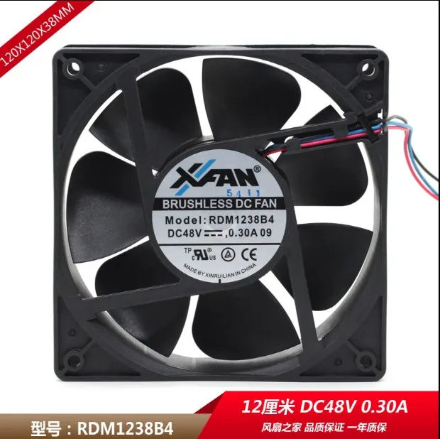 

XFAN RDM1238B4 09 DC 48V 0.30A 120x120x38mm 3-Wire Server Cooling Fan