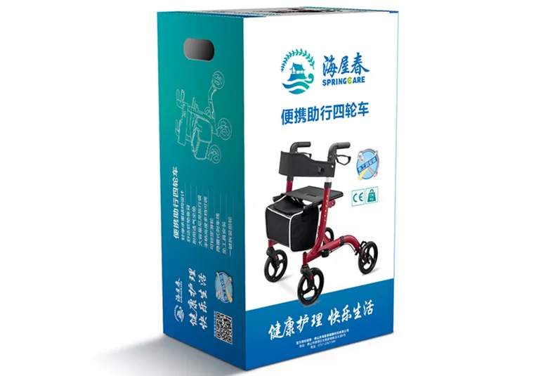 JayCreer rol)walker passeggino pieghevole in alluminio leggero con freno ad anello per adulti sedile regolabile in altezza per gambe e braccia