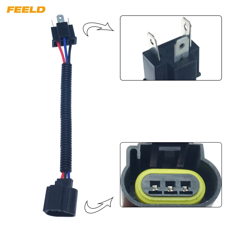 

FEELDO 1PC Car Light Bulb Lamp Socket Adapter H13-21 To H4-11 LED HID Headlight Wiring Cable Connector Plug #HQ6407