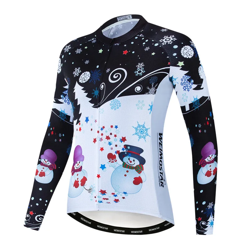 Christmas Cycling Jersey Long Sleeve Women Autumn MTB Bike Jersey Top Spring Mountain Bicycle Clothing Road Cycling Wear Clothes