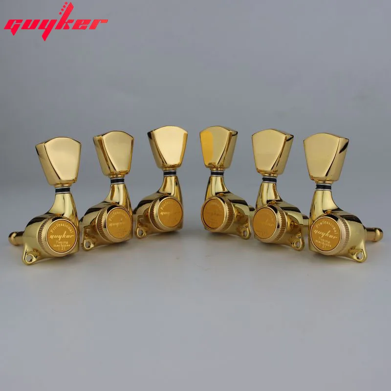 1 Set GUYKER Gold tuners Gear ratio 1:21 Lock String Tuners for LP SG Electric Guitars Machine Heads Tuners Trapezium Button