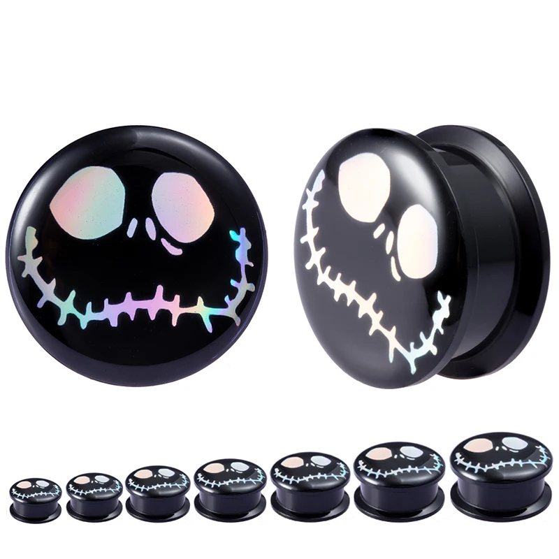 2PCS Acrylic Screw Punk Ear Gauges Plugs Black Ear Expanders Double Flared Ear Stretcher Piercing Ear Tunnel Jewelry In Body