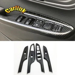 For Hyundai Kona Encino 2018 2019 ABS Carbon Fibre LHD Window Glass Lift Door Panel Cover trim Car Styling Accessories 4PCS