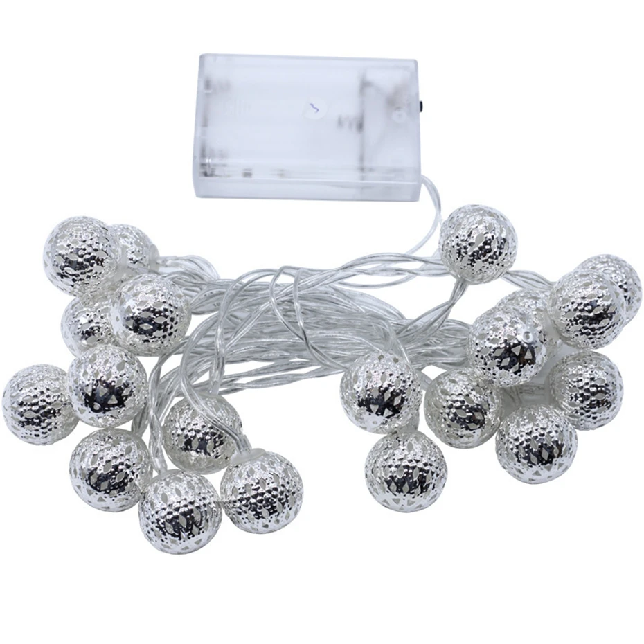 Led Light String Battery USB Power Hollow-out Moroccan Balls Garland  Fairy Lights Wedding Party Christmas Decoration Lamp