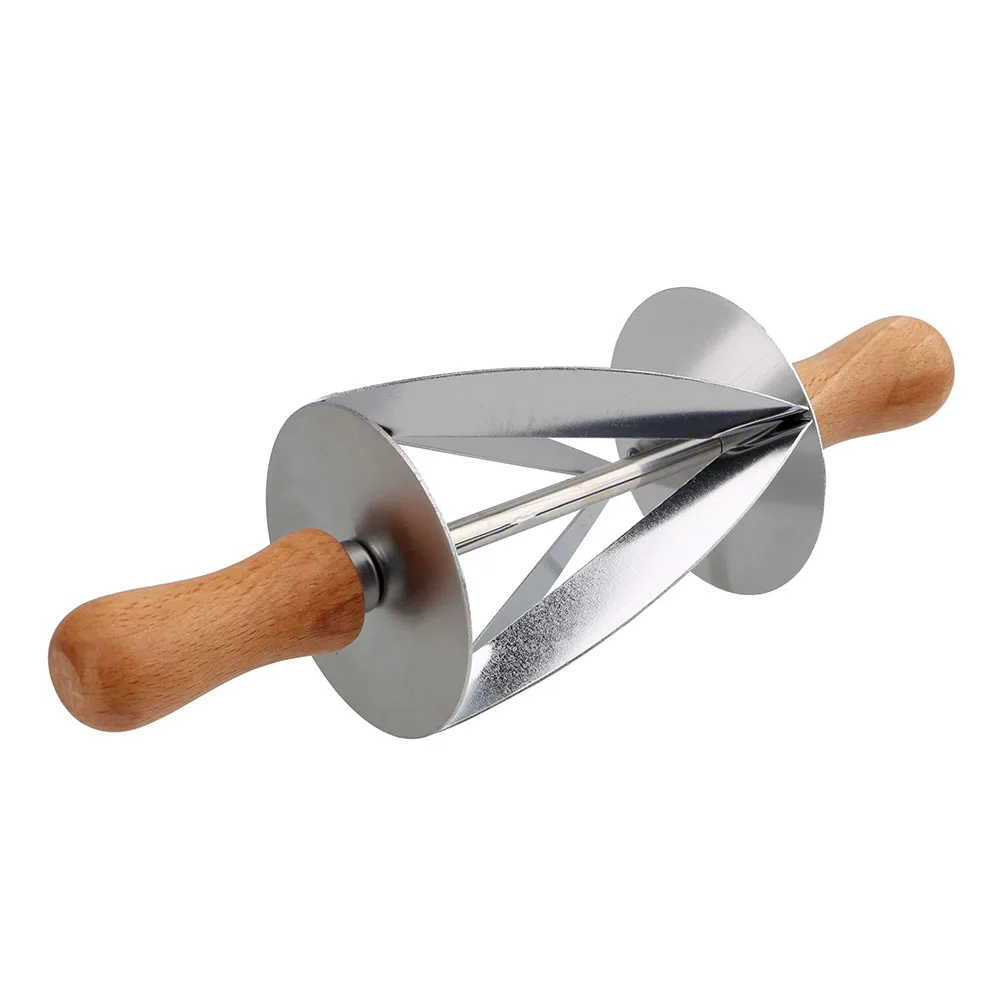 Stainless Steel Wooden Handle for Making Croissant Bread Dough Pastry Rolling Cutter Fondant Strip Ribbon Cutter