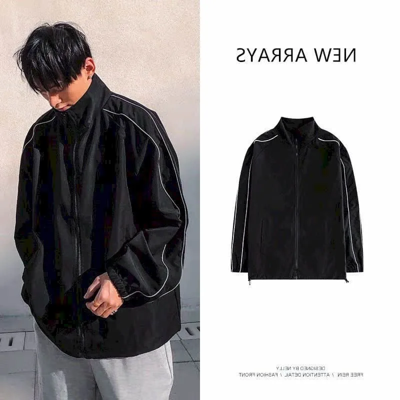 Spring oversize jacket men's early autumn Korean trendy thin coat loose versatile baseball top Harajuku simple sports style