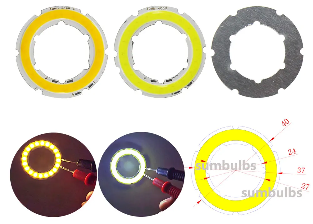 2W-12W Angel Eyes LED COB Light Source Annual Shape 12V DC 20mm-120mm COB Ring LED Cold Warm White Light Source for DIY Bulb