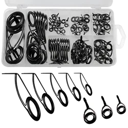 THKFISH 75pcs Fishing Rods Guide Rings Kit 4.17mm-24.5mm Ceramic Rings Set Fishing Rods Guides Repair Kits Fishing Accessories