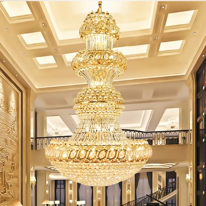 

LED Modern Crystal Chandeliers Lights Fixture European Chandelier Big Long Hotel Home Indoor Hanging Lamp Dia80cm/100cm/120cm