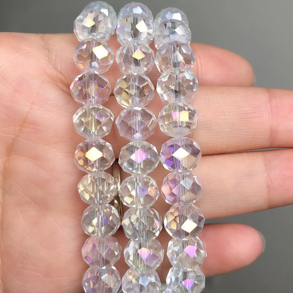 4/6/8/10/12mm Crystal Rondel Beads Wheel Faceted Glass Beads for Diy Bracelet Accessories Jewellery Making 15\'\'/Strand Pick Size