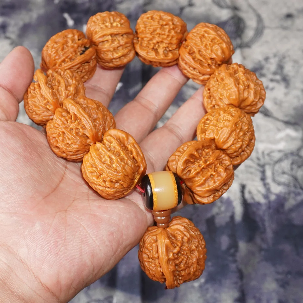 Free Shipping Crafts Juglans Hopeiensis Lion's Head Bracelet