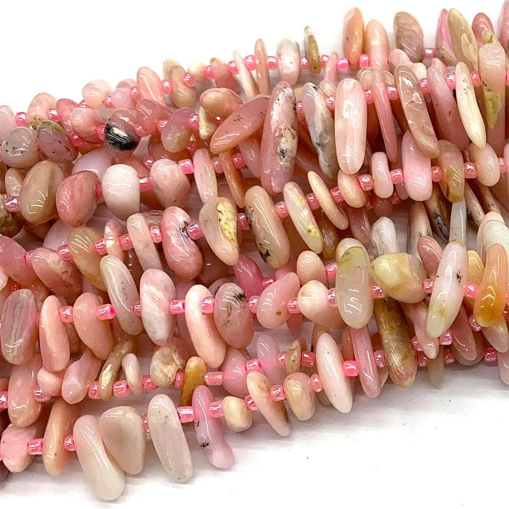 Veemake Pink Opal Slabs Slices Stick Teeth Drill Side Comb Beads For Jewelry Making Natural Necklace Bracelets Earrings 06877