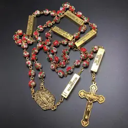 8mm antique connnectors red cloisonne rosary necklace religious cloisonne necklace