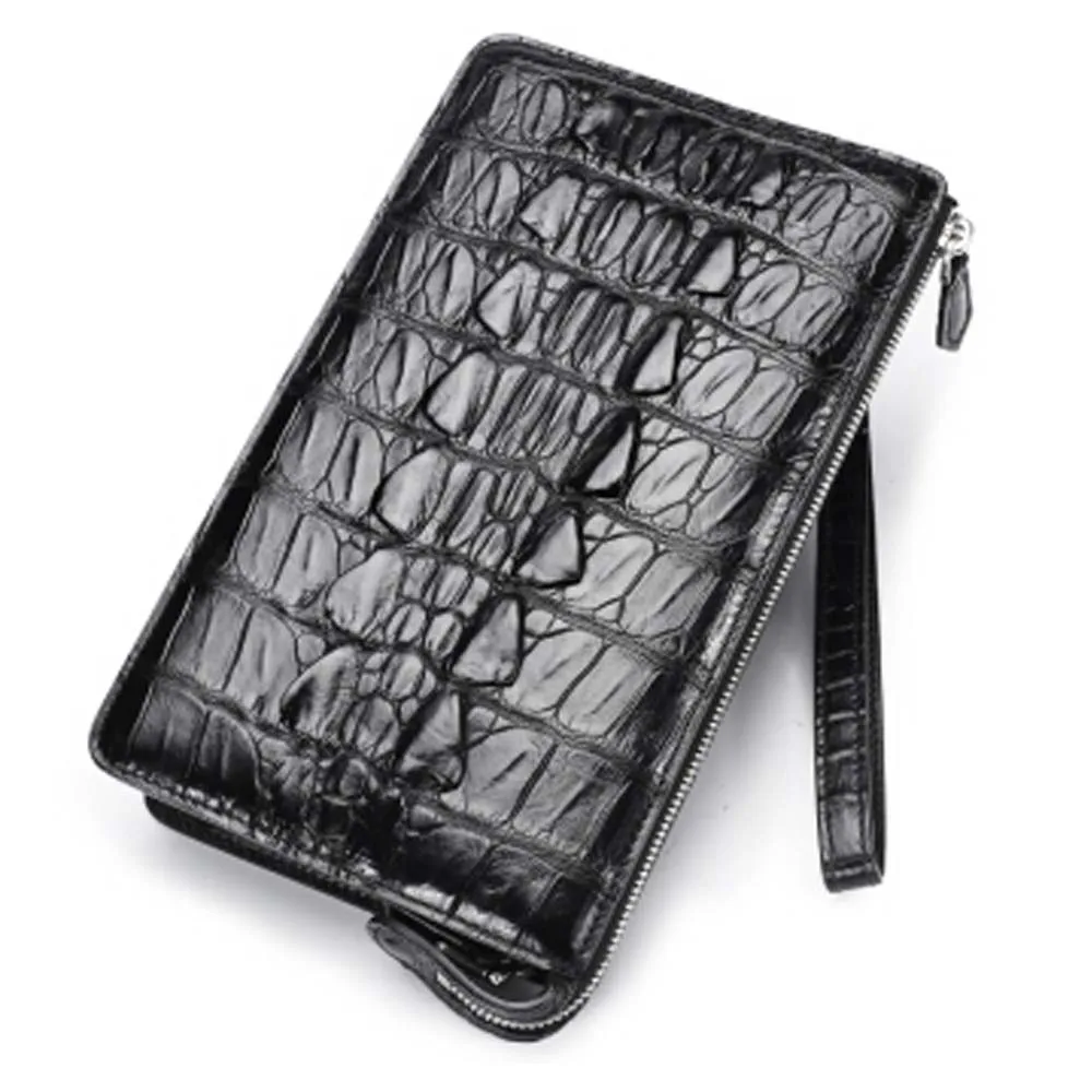 langjiang new crocodile  male bag  male bag large capacity   Men clutch  bags  fashion  Pure color zipper men  crocodile bag