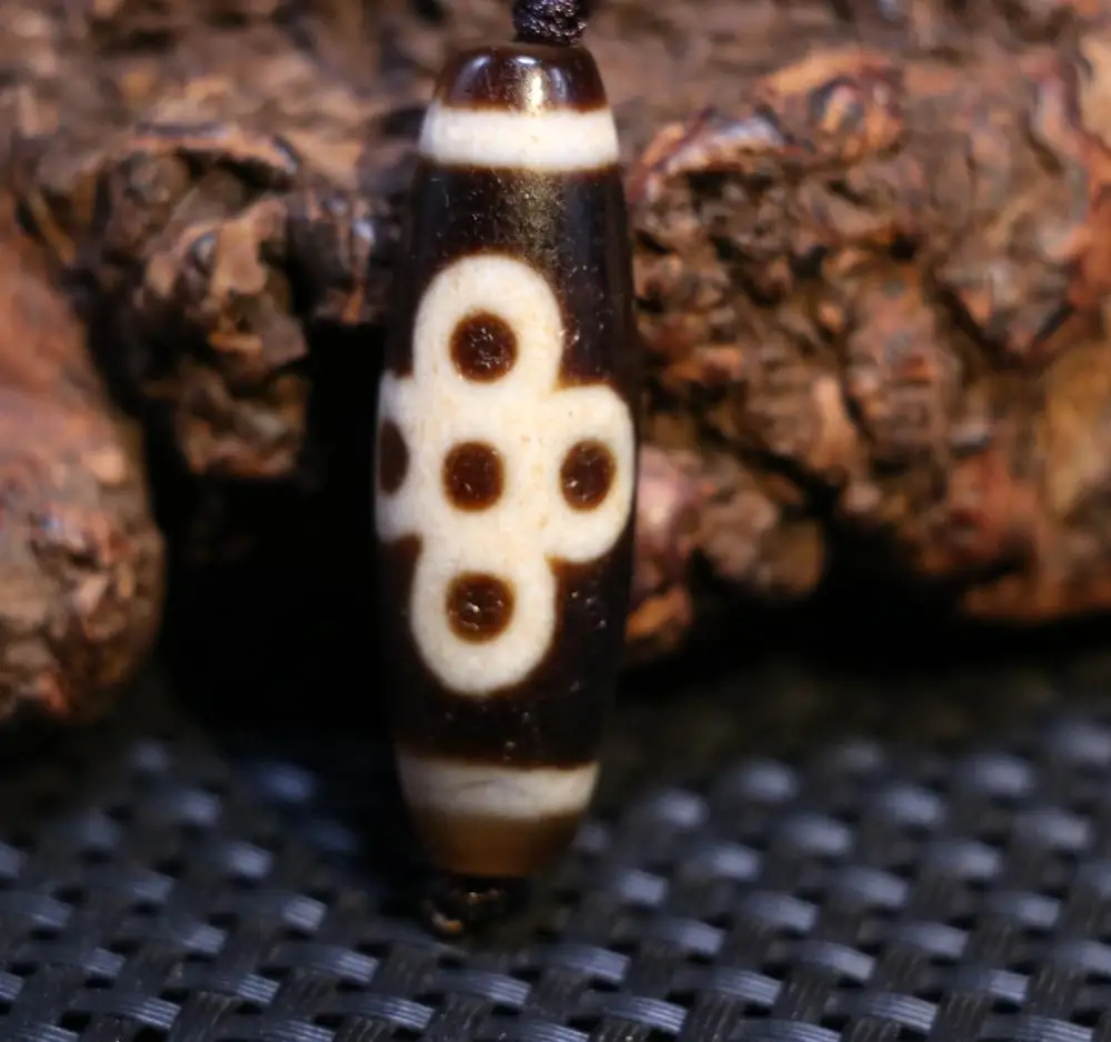 

AL Treasure Magic Power Tibetan old Agate 5 eye lightening dZi Bead Amulet Pendant Talisman Timestown UPD21Asw