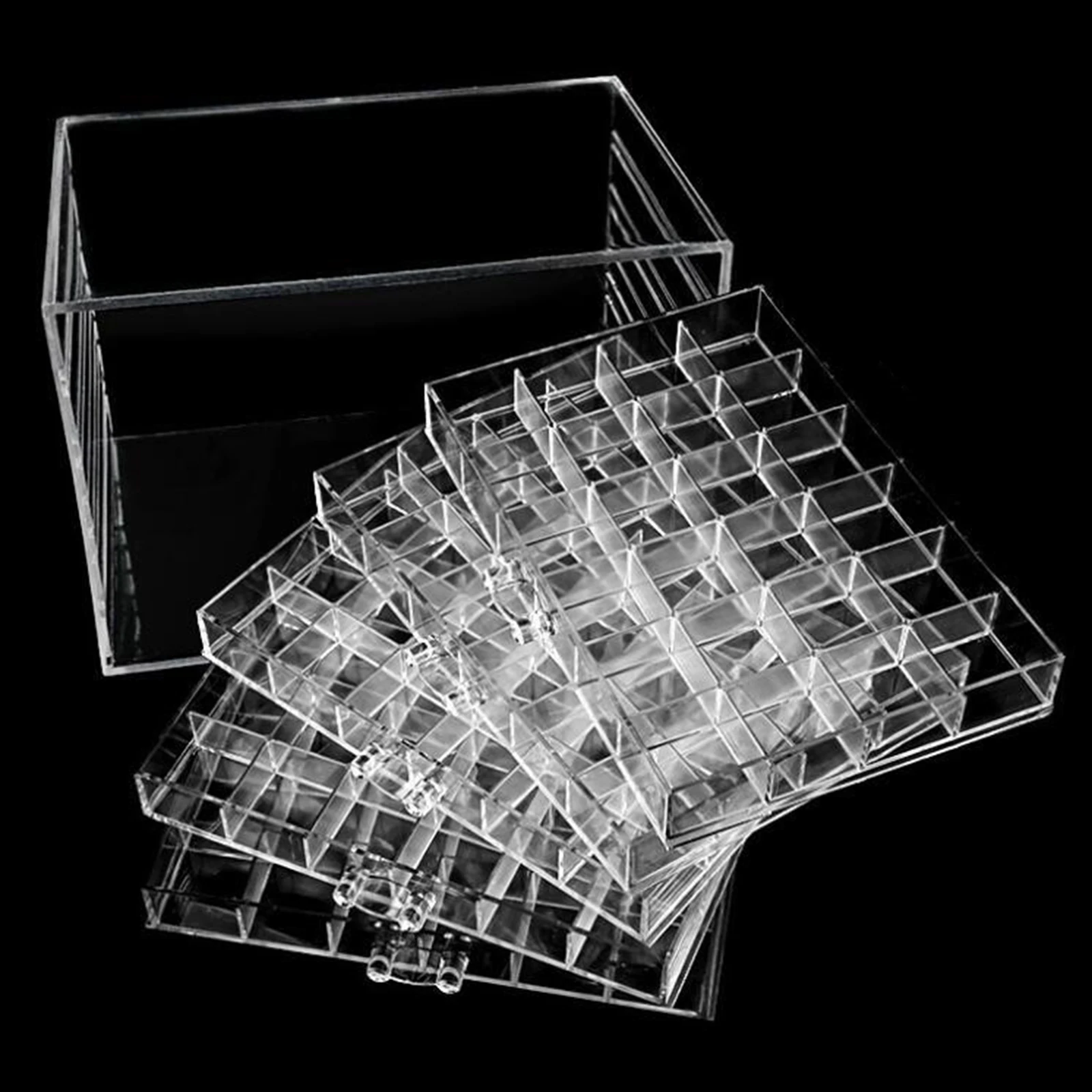 120 Grids False Nail Tips Art Accessories Tools Bead Storage Box Container DIY Craft Display Stand Transparent Practice Showing