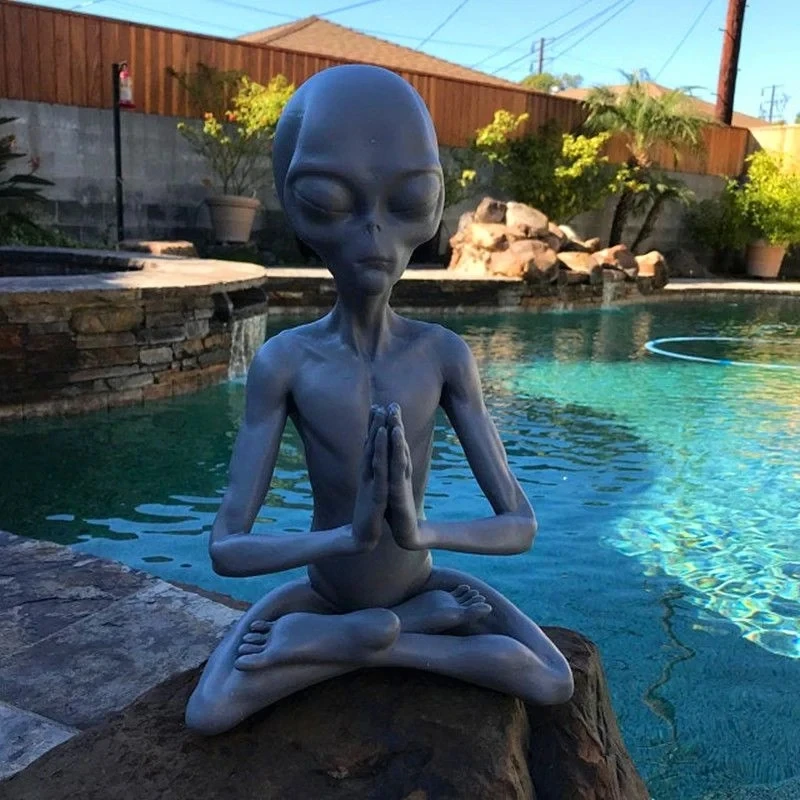 

Meditating Alien Resin Statue Garden Ornament Best Art Decor for Indoor Outdoor Home or Office Promotion Home Decoration