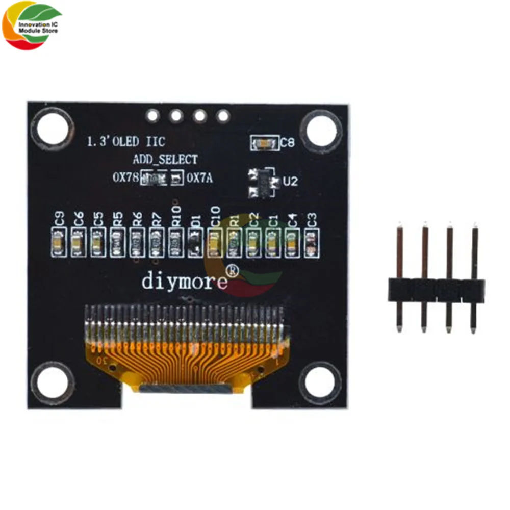 Pantalla LCD OLED Digital para Arduino 1,3, 4 pines, 1,3 ", 128 pulgadas, IIC I2C Serial 12864x64 SSH1106, módulo blanco y azul