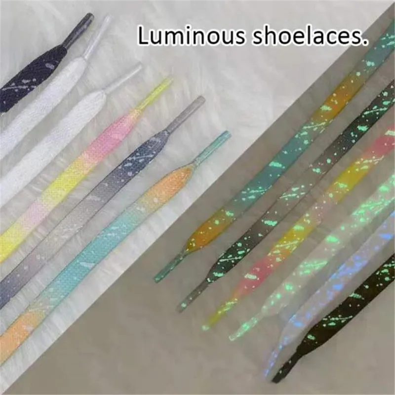 1 Pair Flat Luminous Shoelace Men Women Shoe Laces Glowing Led Fluorescent Shoelace for Sneakers Canvas Boots Shoes Strings