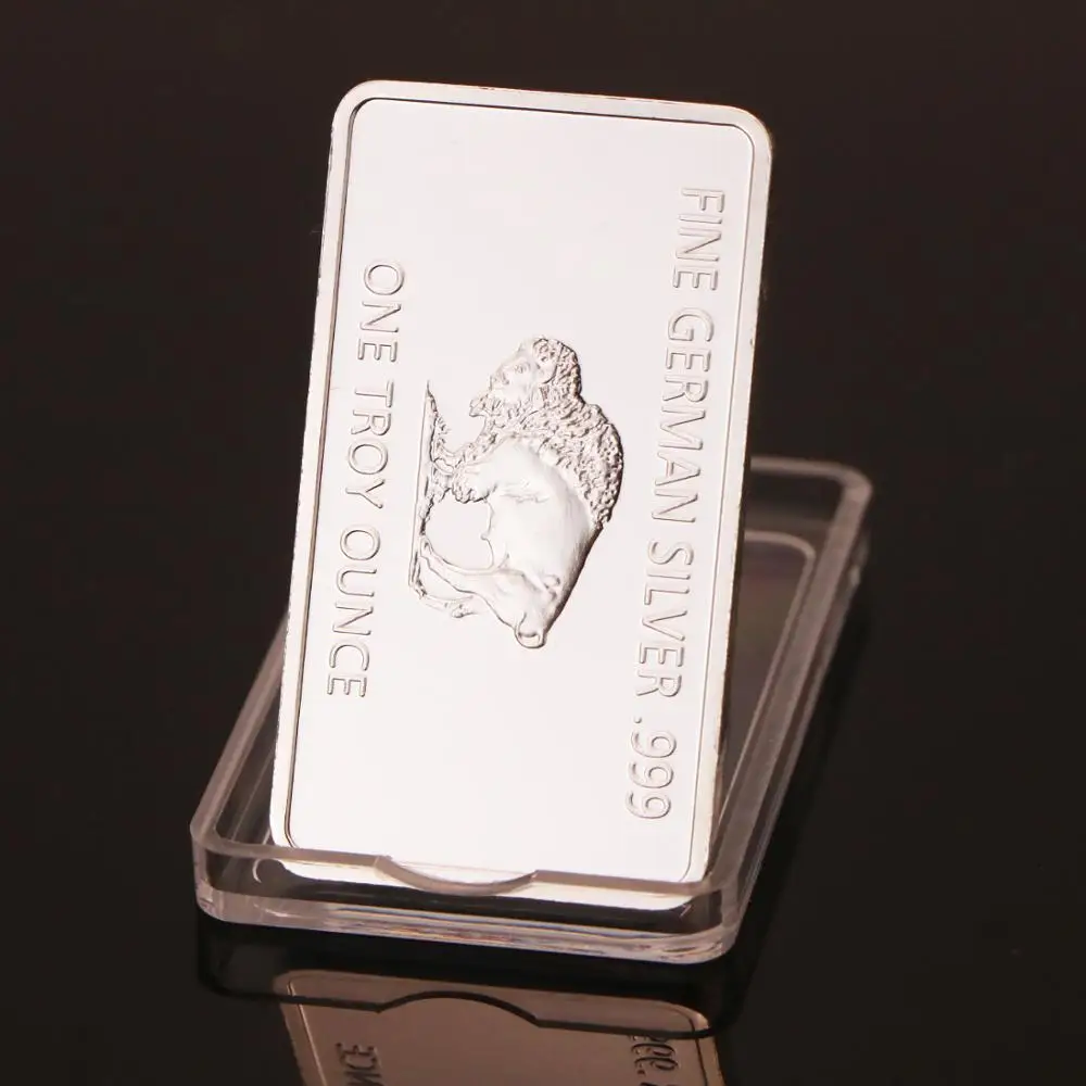 Non-Magnetic German Mint One Troy Ounce Buffalo German Silver Bullion Bar Replica Coins Collection