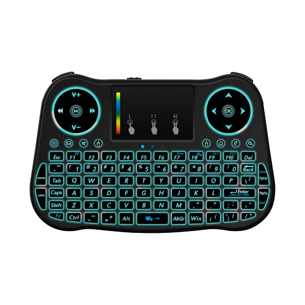 MT08 Mini Wireless Keyboard Rainbow backlit  Touchpad 2.4GHz Air Mouse For Smart TV BOX Computer English Russian Spanish