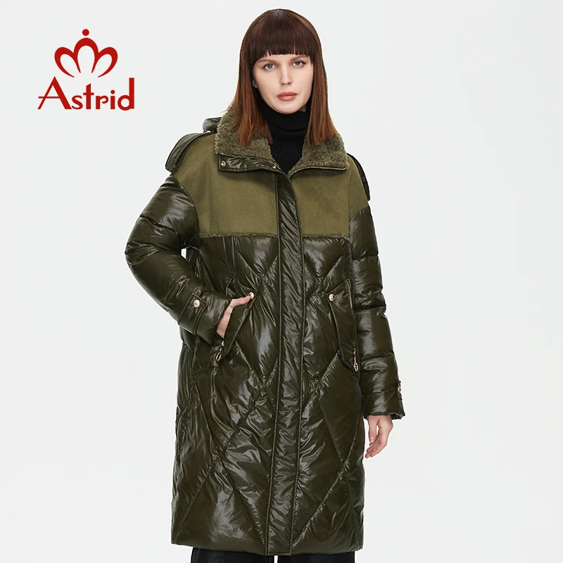 Astrid 2022 New Winter Women\'s coat women parka warm padded thick fashion Long Jacket with hood leather stitching female clothin