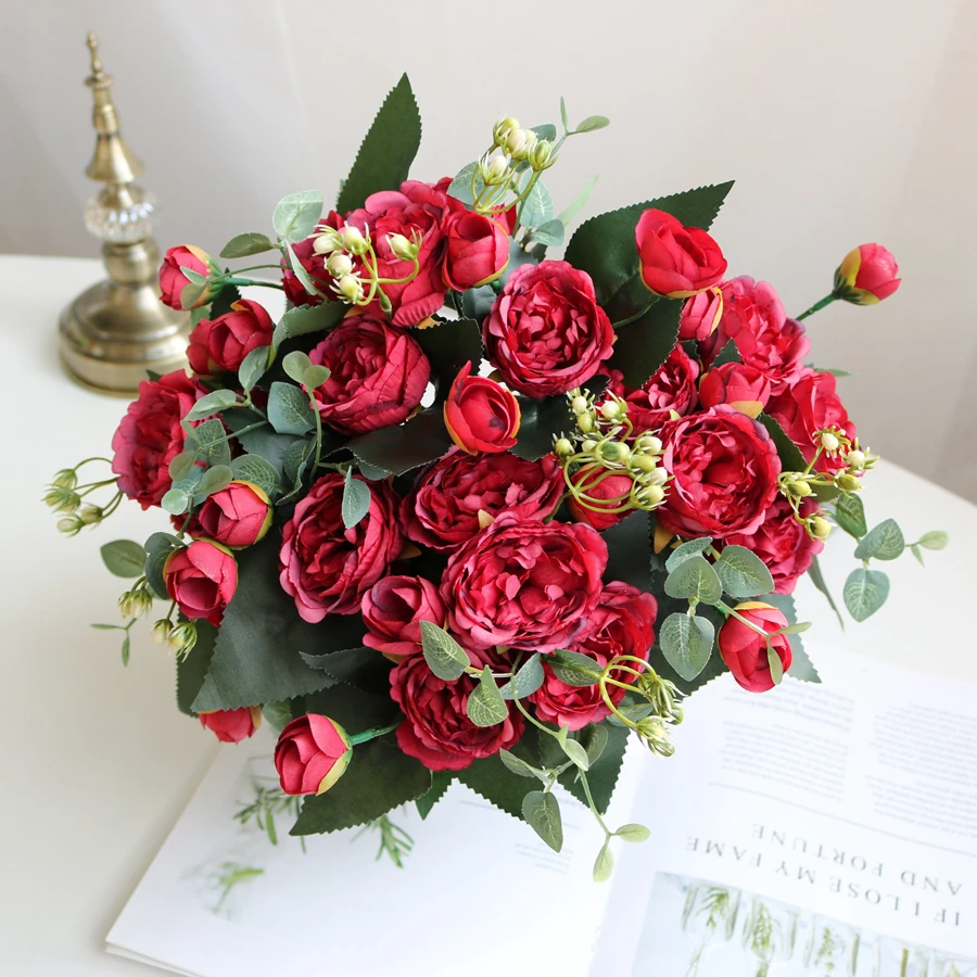 1 Stück Seidenrose Künstliche Blume Pfingstrose Outdoor UV-Schutz Hochzeit Brautstrauß Festival Dekoration Vase Wohnzimmer DIY Geschenk – Detail 9