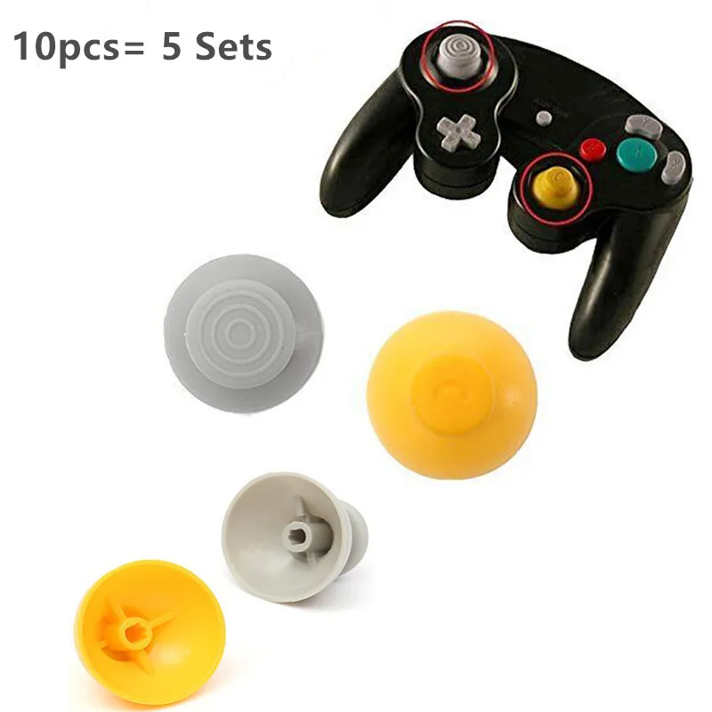 

10pcs 5 Sets Replacement Joystick Thumb Stick Cap Yellow Gray Worn Out Analog Cap For NGC Gamecube gamecube GC controller