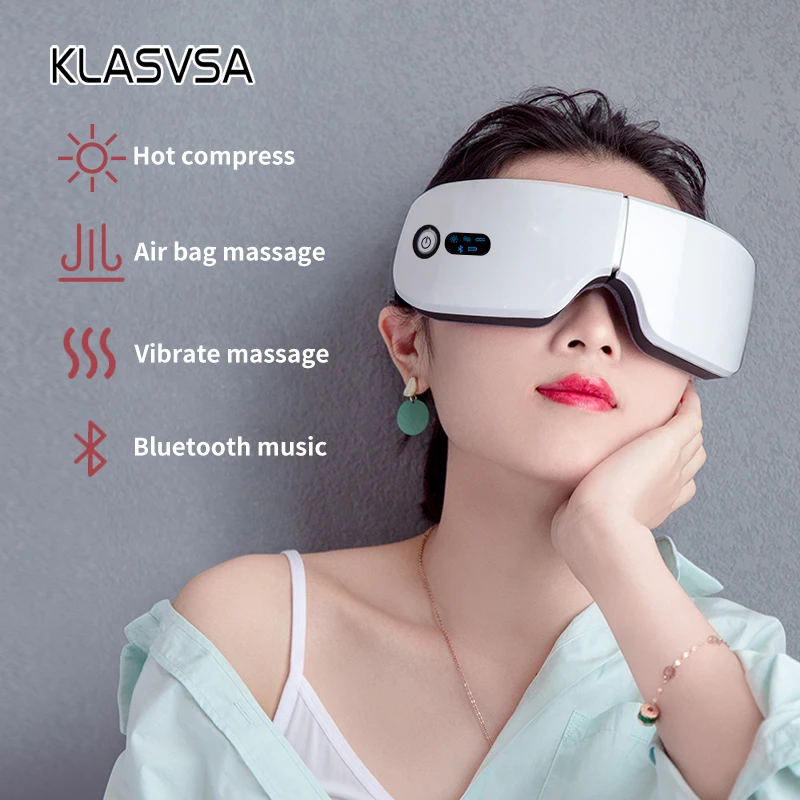 Masajeador de ojos inteligente recargable, masajeador Facial con Bluetooth, música, plegable, presión de aire, calefacción, relajación