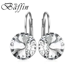 Trendy Crystals from Austria Elements Women Bella Drop Earring For Christmas Wedding Silver Color Round Dangle Piercing Bijoux