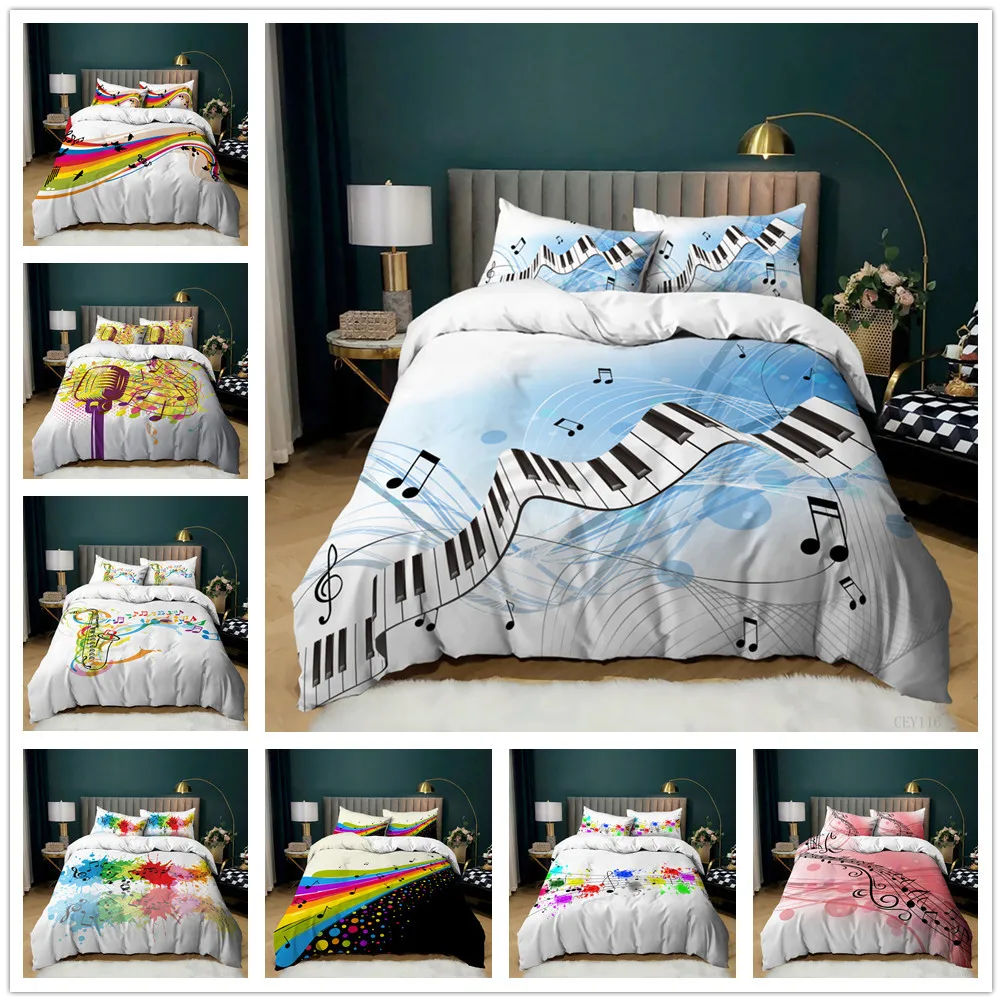 3D Piano Luxury 3D Music Dance Bedding Set Comfortable Duvet Cover Set Kids Bedding Set Queen and King EU/US/AU/UK Size