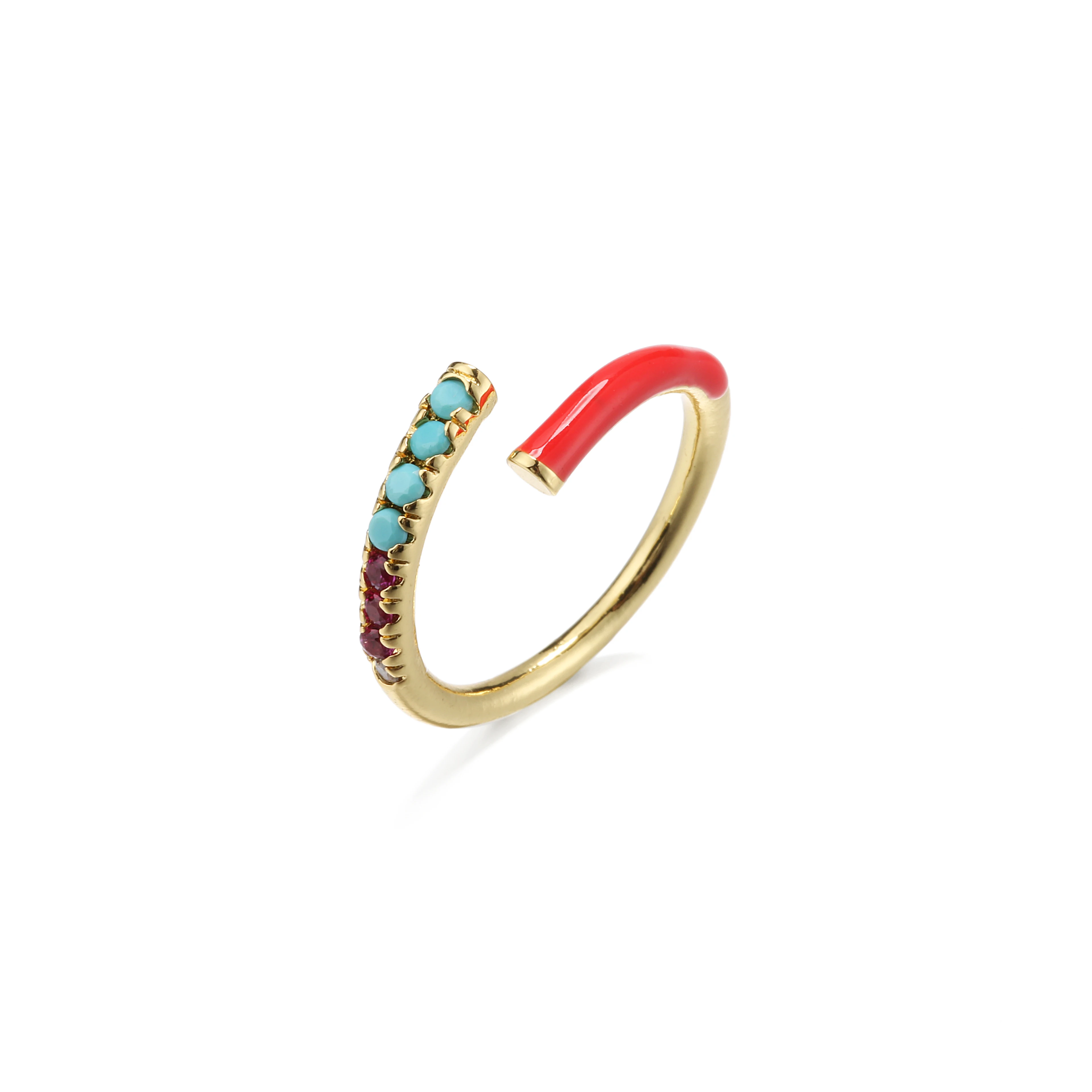 HECHENG ,colorful CZ, neon ring ,wholesale ,for women, jewelry accessries, adjusted Open finger ring