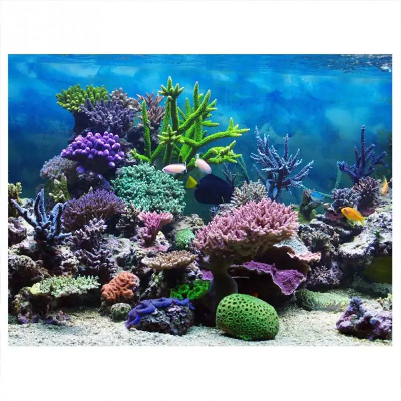 8 Sizes PVC Adhesive Underwater Coral Aquarium Fish  Background Poster Backdrop Wall Lanscaping  Sea Plants Decor Paper