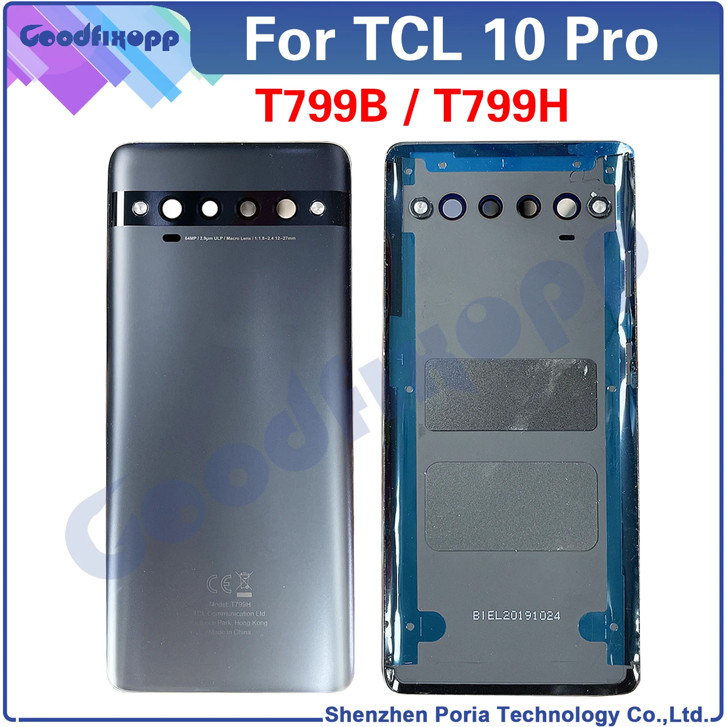 For TCL 10 Pro T799 T799B T799H Back Battery Cover Door Housing Case For TCL 10Pro Rear Cover