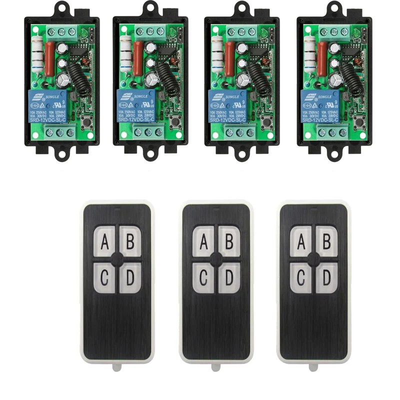 AC 220 V 1 CH 1CH 10A Remote Control Light Switch Relay Output Radio Receiver Module and Waterproof Transmitter Garage Doors