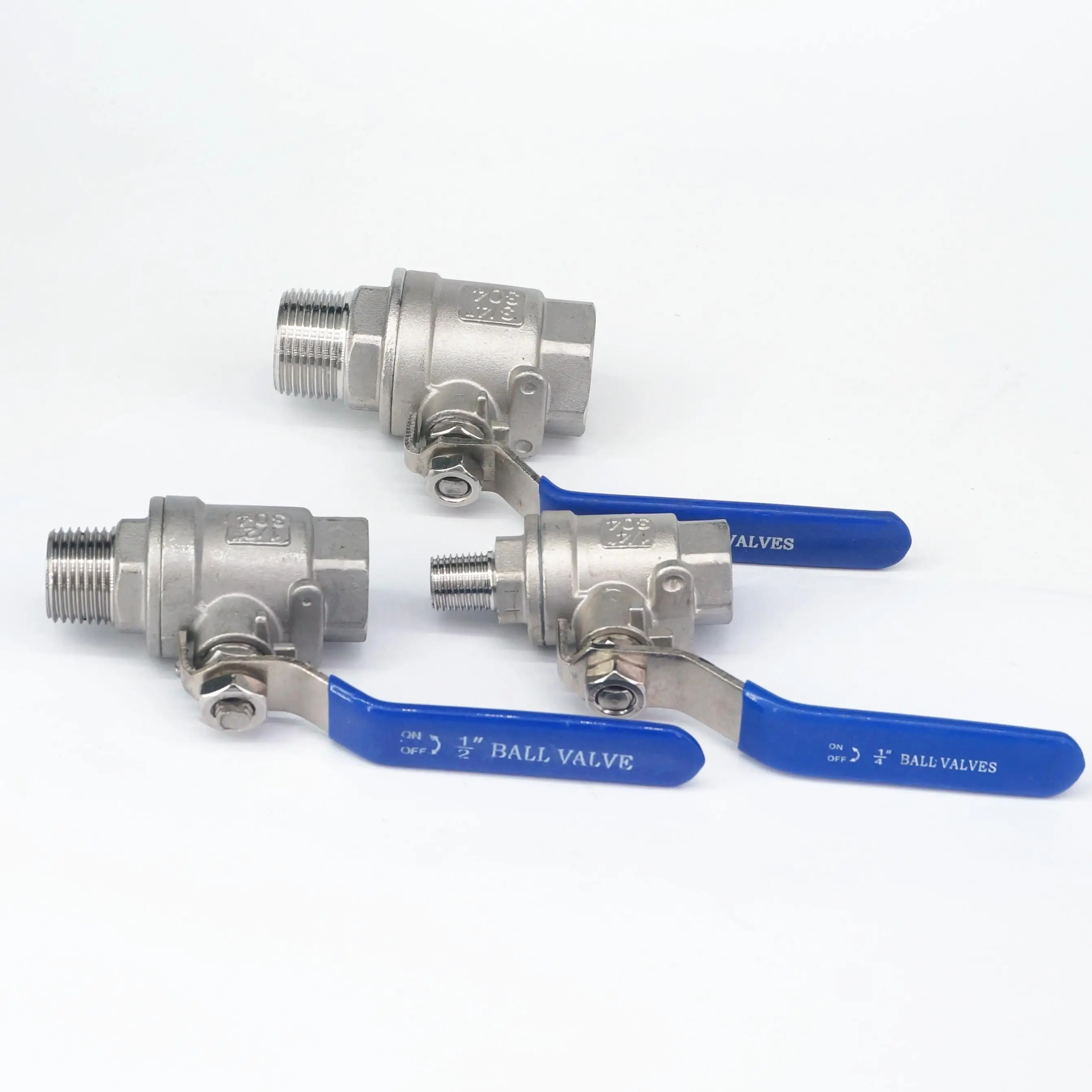 

1/4" 1/2" 3/4" 1" 2" BSPT Female To Male 304 Stainless Steel 2-Piece Type Ball Valve Full Port Water Steam 358 PSII