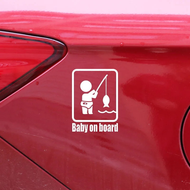 11*15.2CM BABY ON BOARD Fishing Fashion Vinyl Car Sticker Funny Personality Window Decals C1-4020