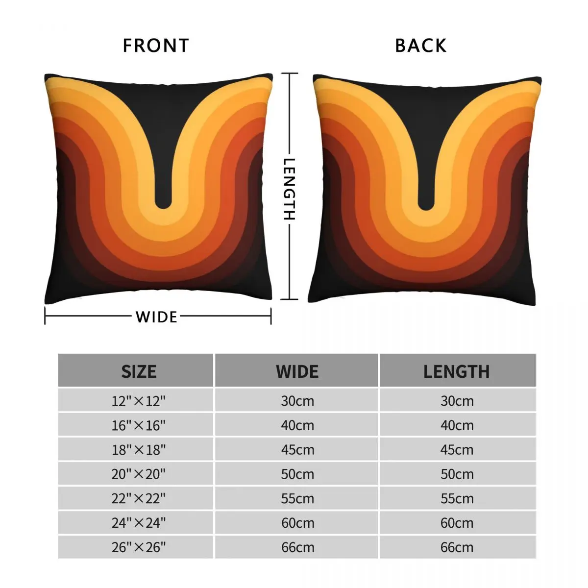 Retro Wave Square Pillowcase Polyester Linen Velvet Zip Decor Car Cushion Cover