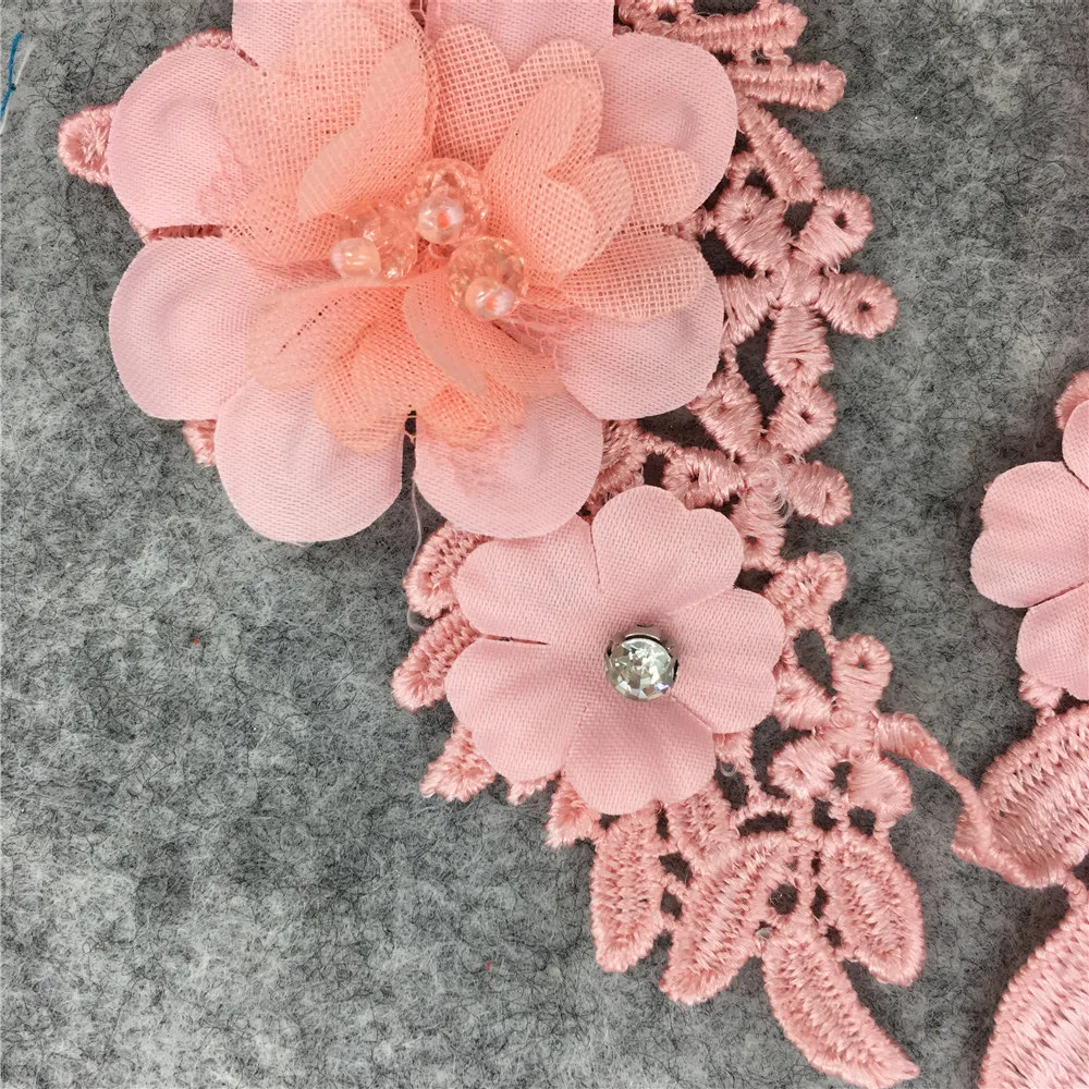 3D Three-dimensional Flower Decoration Applique Rhinestone DIY Lace False Collar Embroidery Clothing Craft Supplies Accessories