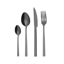 Black Cutlery Set Stainless Steel Fork Spoon Knife Set Dinnerware Set Spoon Complete Tableware Set Eco Friendly