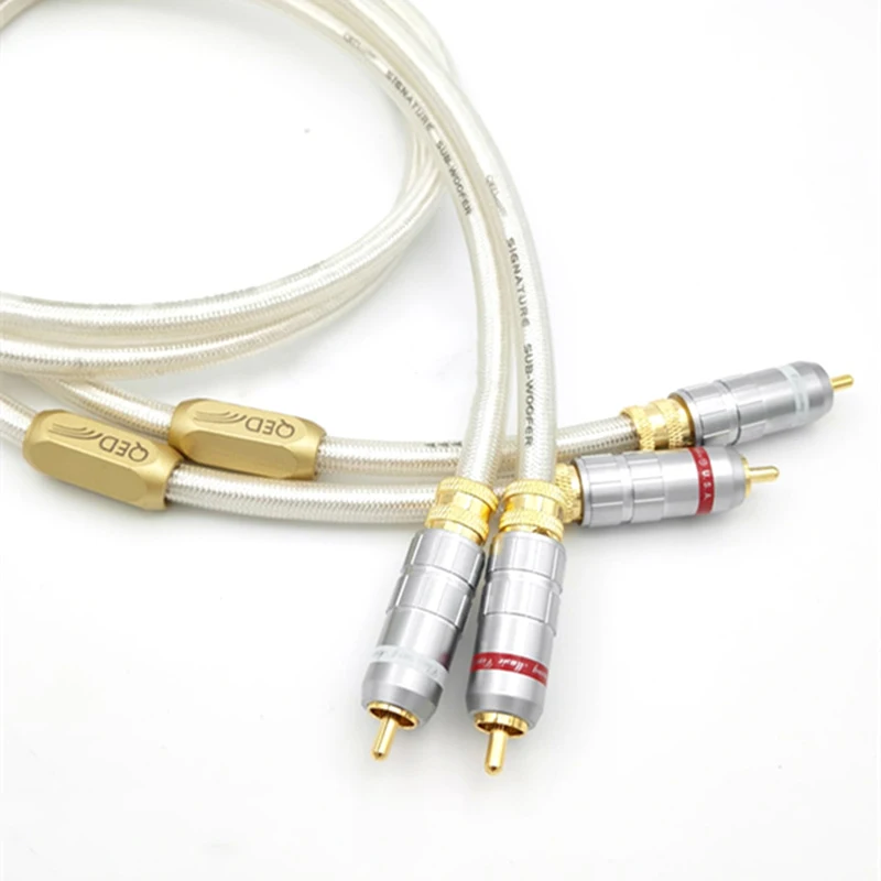 Câble Audio Hifi RCA plaqué argent, nouvelle paire de câbles Audio, Signature QED 6N OCC avec connecteur RCA plaqué or, ligne Audio