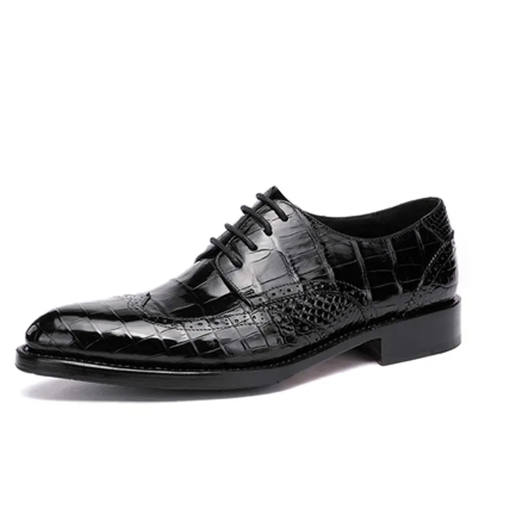 

hulangzhishi crocodile Men formal shoes business Leisure Manual customization crocodile leather lace-up Men dress shoes