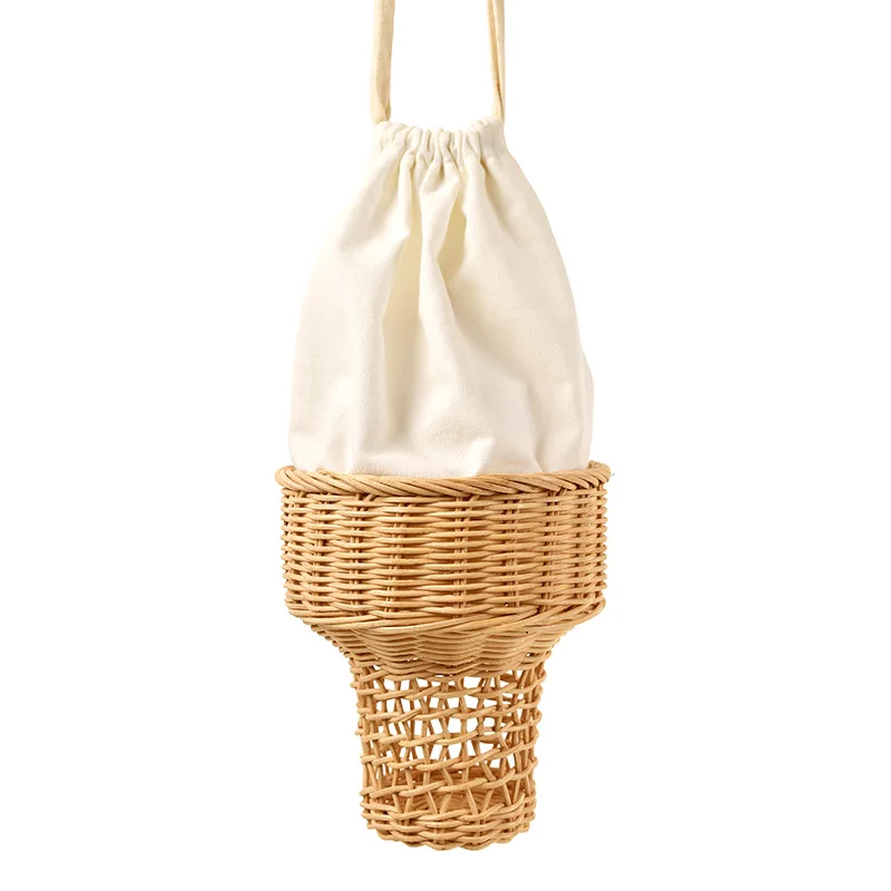 Handgemachte Eis Stroh Tasche Nette Weben Eis Form Rattan Schulter Strand Tasche Geldbörse Kupplung Brieftasche C2635659