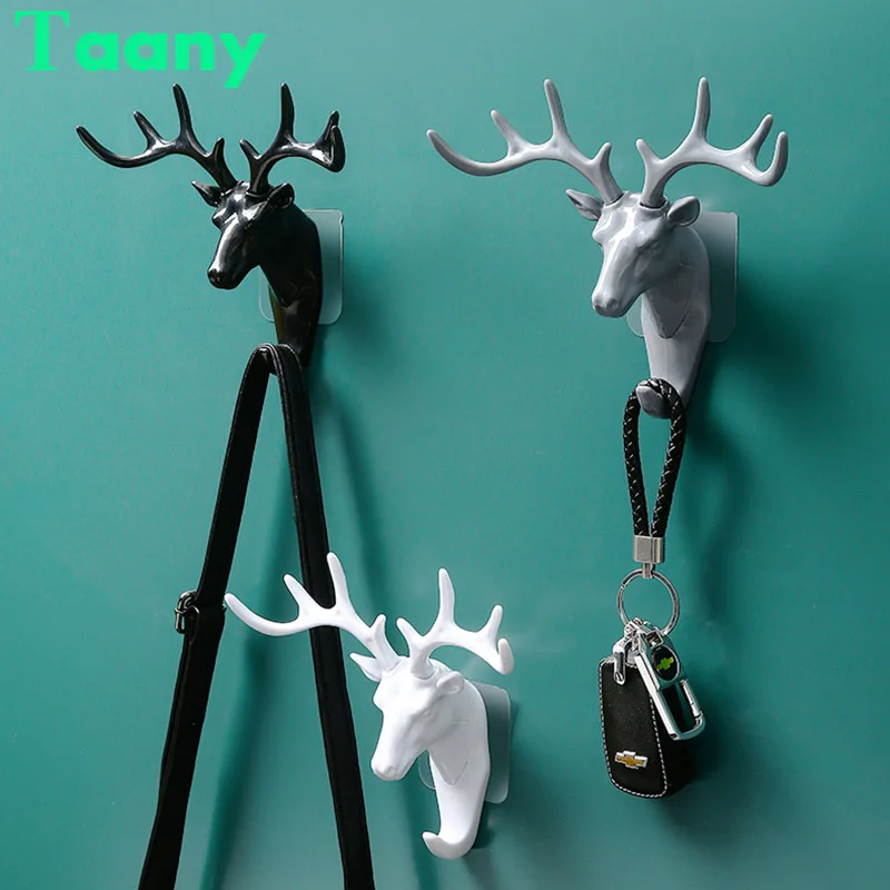 Gancho para colgar en la pared de la marca Taany, astas de cabeza de ciervo Vintage para colgar ropa, sombrero, bufanda, llaves, cuernos de ciervo, estante para colgar, decoración de pared