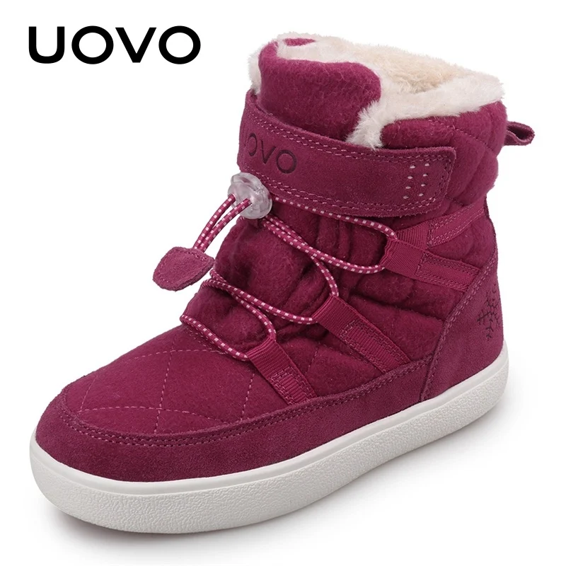 UOVO New Arrival Winter Kids Snow Fashion Children Warm Boots Girls Shoes With Plush Lining Size 28-38