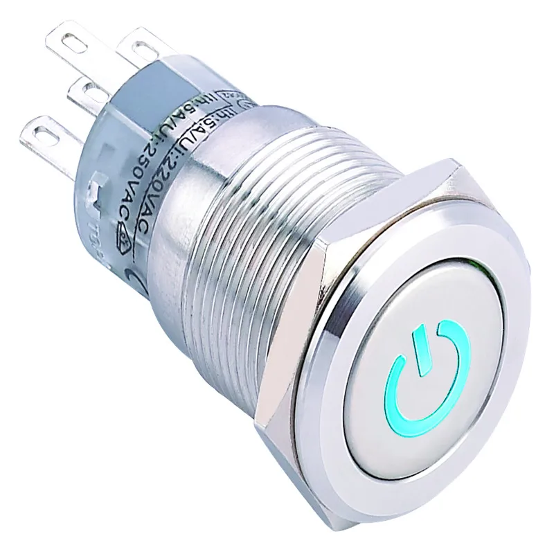 (حار!) رمز الطاقة مفتاح بـزر دفع معدني (16 مللي متر ، PM162F-11DT/B/12 V/S ، PM162F-11ZDT/B/12 V/S CE ، ROHS)