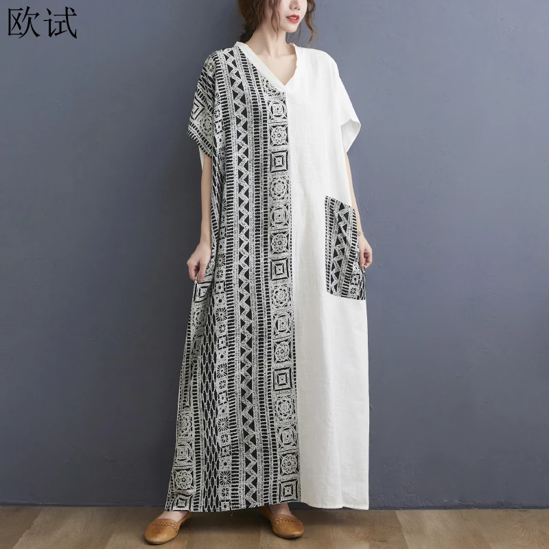 Oversized Summer Floral Vintage Dress For Women Loose Casual Ladies Patchwork Dresses New Fashion Mujer Femme Vestido Dress 2023