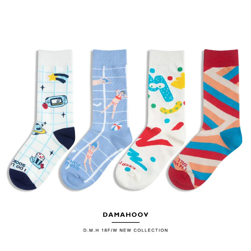 

new winter original design cartoon illustration cotton SOCKS in restoring ancient ways men and women SOCKS, the SOCKS