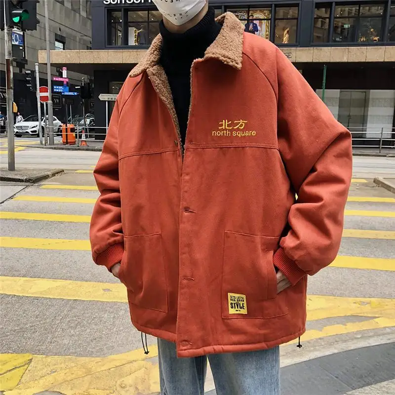 Parkas Men Winter Thickening New Turn-down Collar Coat Jacket Harajuku Streetwear Mens Clothing Ulzzang Kpop Fashion Leisure New